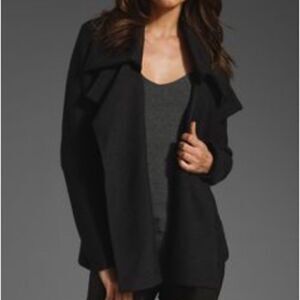 THEORY RIVA C AMAZING CASHMERE BLEND WATERFALL FRONT JACKET  - CHARCOAL